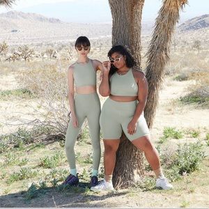 Girlfriend Collective bike shorts in Agave